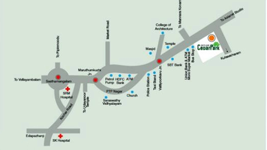 Location of Skyline Cedar Park in Vattiyoorkavu, Thiruvananthapuram - Image 432415