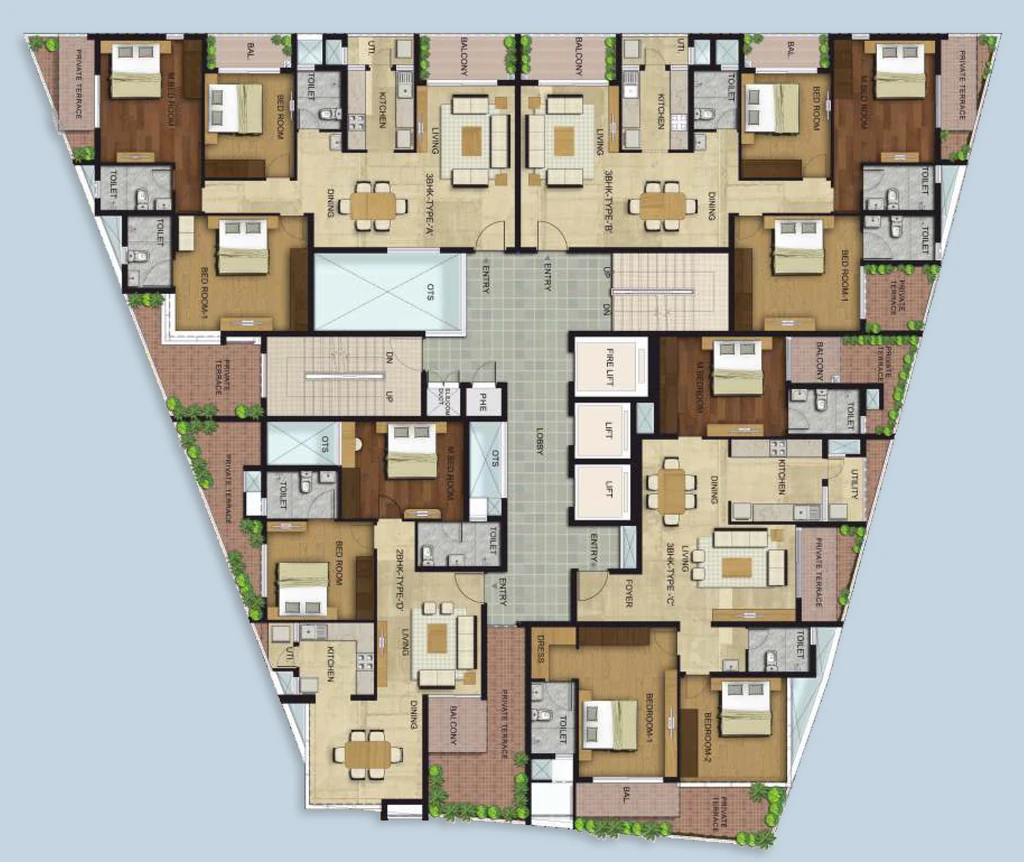 Floor Plan of Heather The Corniche in Sasthamangalam, Thiruvananthapuram - Image 432565