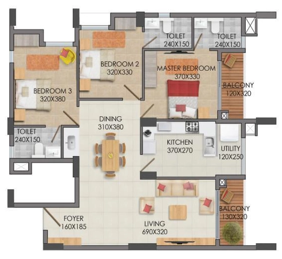 3 BHK Flat in Kalyan Gateway in Venpalavattom, Thiruvananthapuram - Image 930101