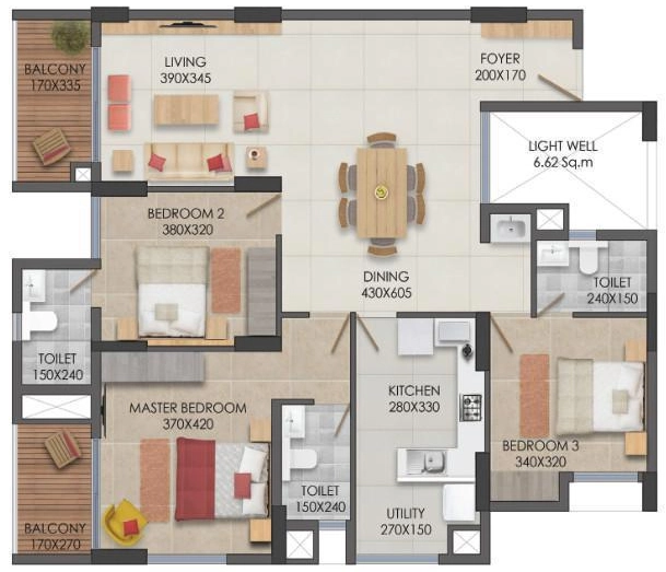 3 BHK Flat in Kalyan Gateway in Venpalavattom, Thiruvananthapuram - Image 930102
