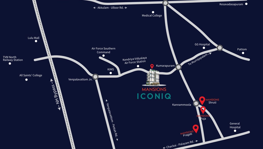 Location of Mansions Iconiq in Venpalavattom, Thiruvananthapuram - Image 432495