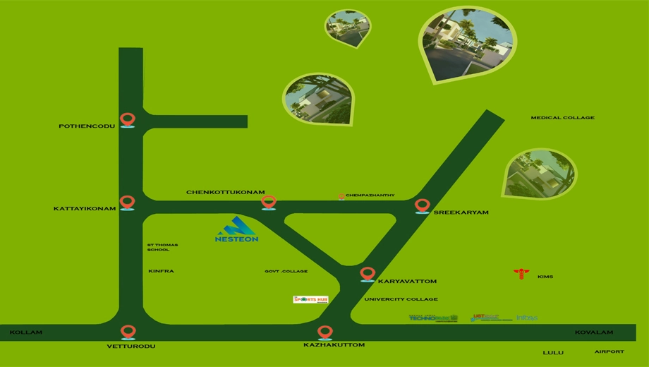 Location of Nesteon Homes in Karyavattom, Thiruvananthapuram - Image 432644