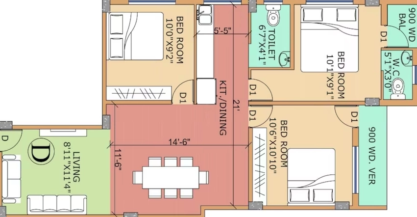 3 BHK Flat in Kappa Q House in Rajarhat, Kolkata - Image 930067