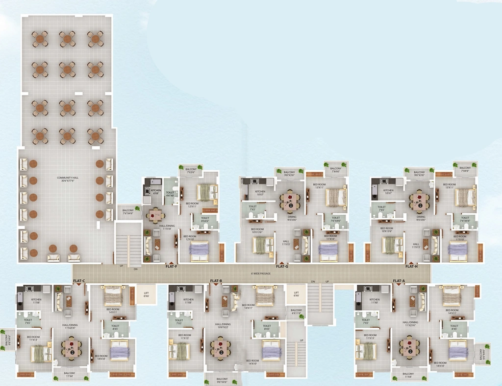 Floor Plan of Global Lake View in Bormotoria, Guwahati - Image 432407