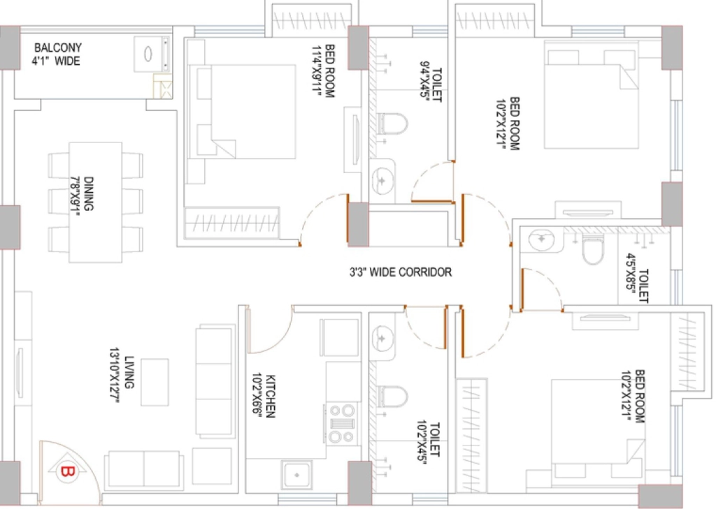 3 BHK Flat in Sattvik Gateway in New Town, Kolkata - Image 930083