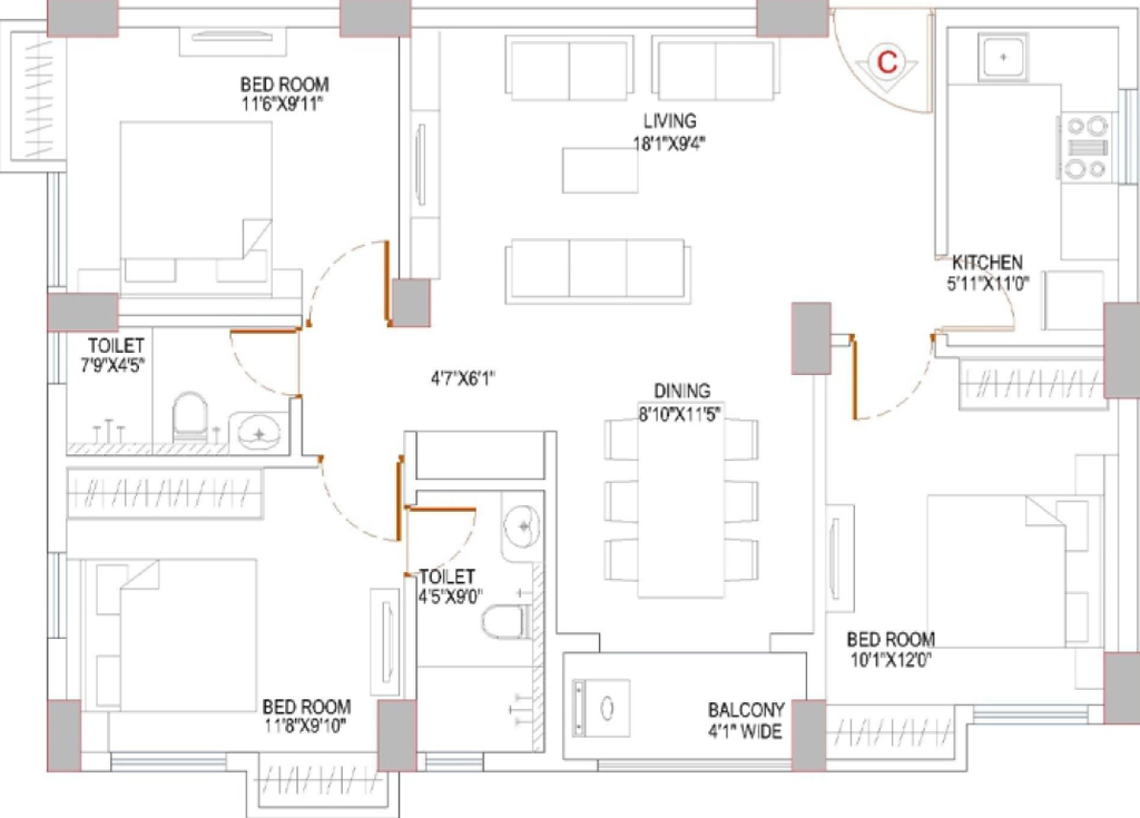 3 BHK Flat in Sattvik Gateway in New Town, Kolkata - Image 930082