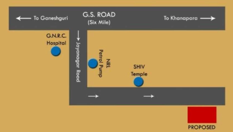 Location of Jupiter Green Sunshine Square in Six Mile, Guwahati - Image 432448