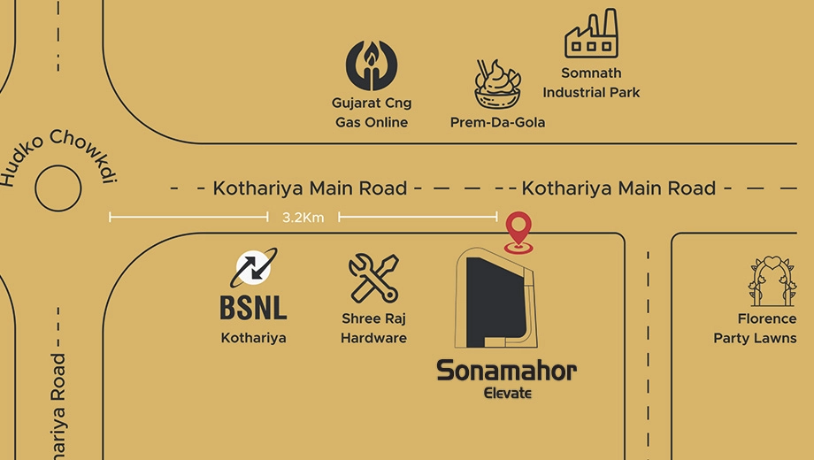 Location of Hindva Sonamahor Elevate in Kotharia, Rajkot - Image 432462