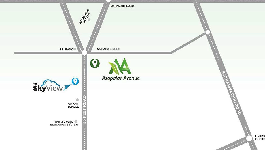 Location of Commercial Premium Asopalav Avenue in Kotharia, Rajkot - Image 432628