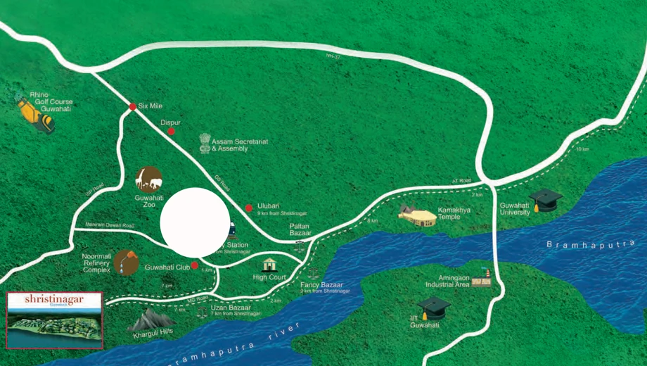 Location of Shristi Lake Chalet in Noonmati, Guwahati - Image 432684