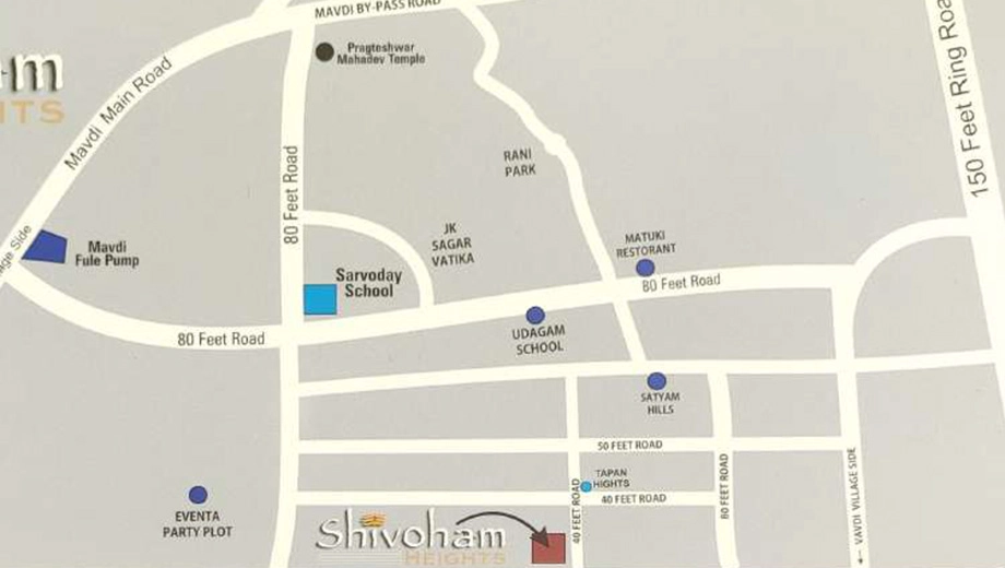 Location of Shivoham Heights in Mavdi, Rajkot - Image 432722