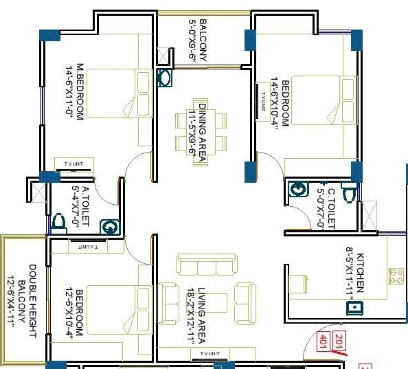 3 BHK Flat in Roodraksh Pride in Zoo Road, Guwahati - Image 930220