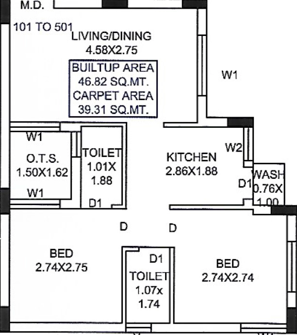 2 BHK Flat in Shree Maruti Apartment in Kotharia, Rajkot - Image 930216