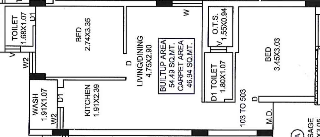 2 BHK Flat in Shree Maruti Apartment in Kotharia, Rajkot - Image 930217
