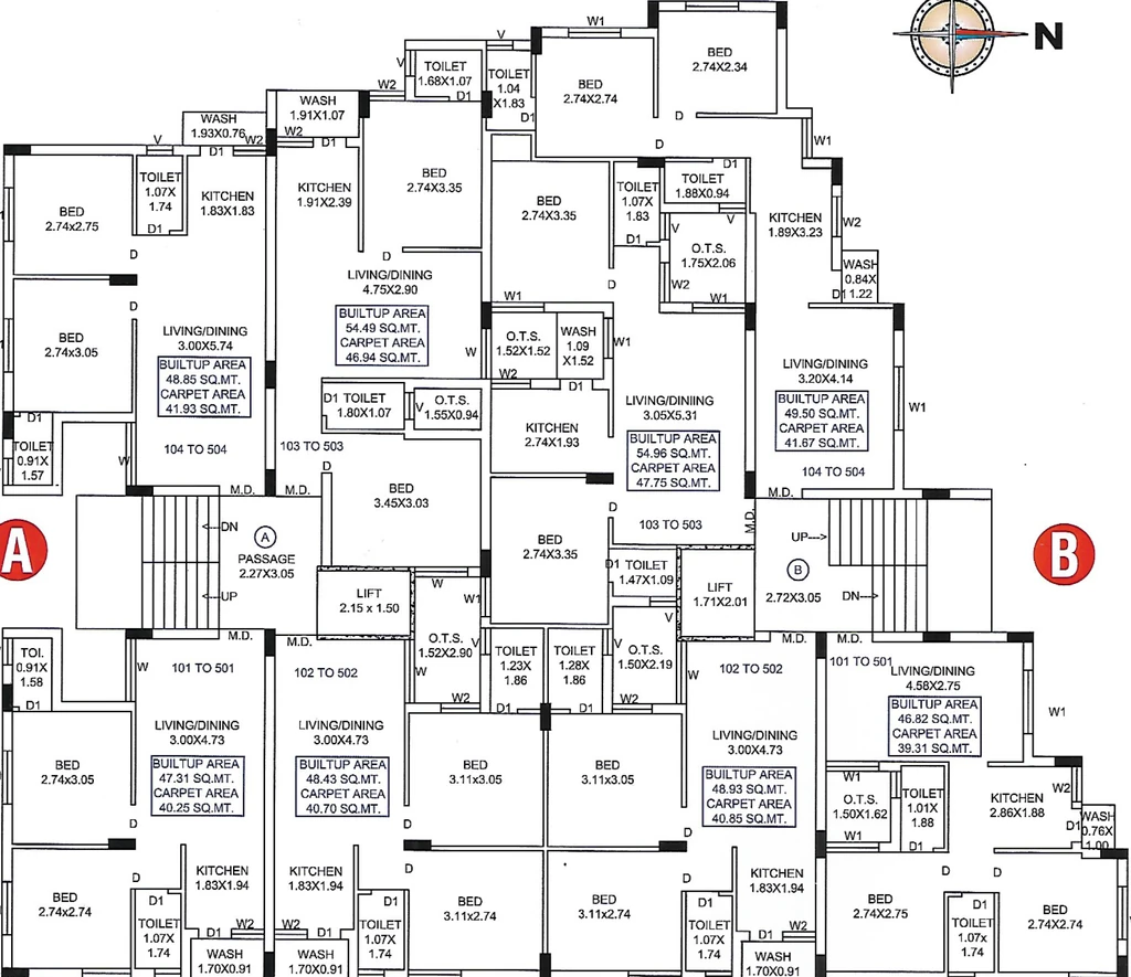 Floor Plan of Shree Maruti Apartment in Kotharia, Rajkot - Image 432815