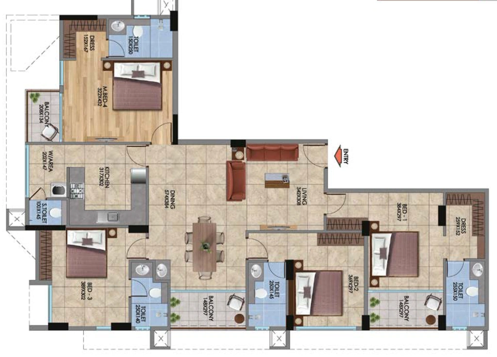 4 BHK Flat in PRS City Luxe in Pattom, Thiruvananthapuram - Image 930242