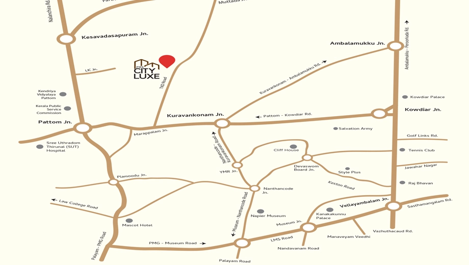 Location of PRS City Luxe in Pattom, Thiruvananthapuram - Image 432862