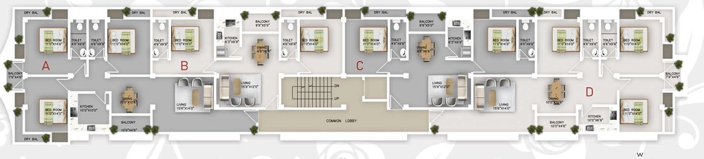 Floor Plan of Bharati Tarita Apartments in Zoo Road, Guwahati - Image 432868