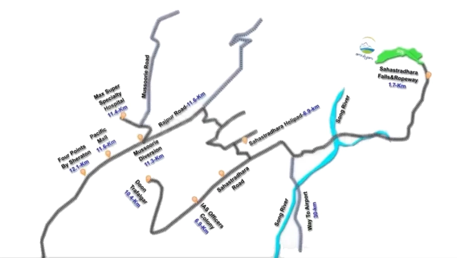 Location of Amulyam Villas in Sahastradhara Road, Dehradun - Image 432873