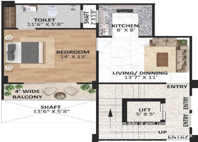 1 BHK Flat in Beacon Green One in Kulhan, Dehradun - Image 930254
