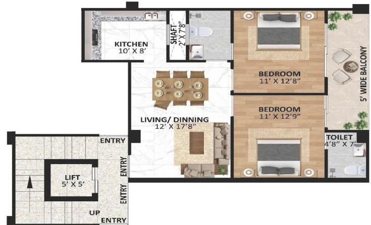 2 BHK Flat in Beacon Green One in Kulhan, Dehradun - Image 930255