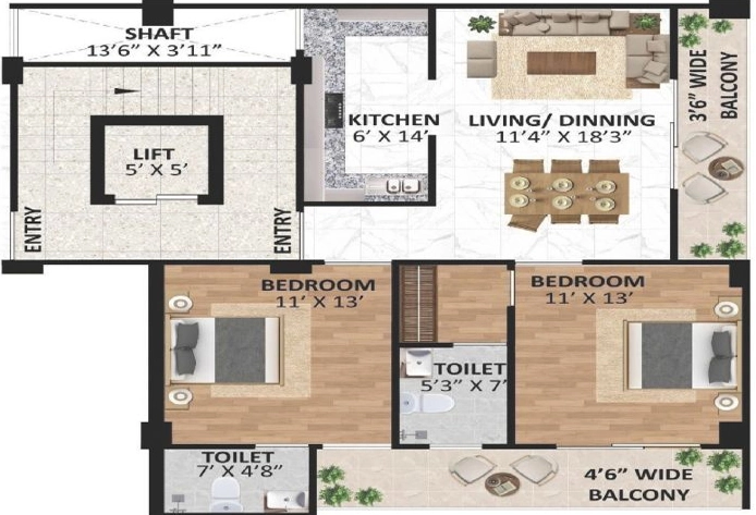 2 BHK Flat in Beacon Green One in Kulhan, Dehradun - Image 930256