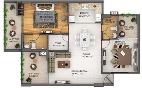 2 BHK Flat in Doon Capital Paradise in Dehrakhas, Dehradun - Image 930261