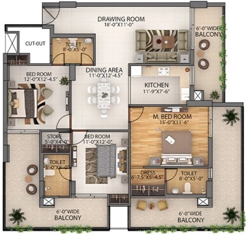 3 BHK Flat in Doon Capital Paradise in Dehrakhas, Dehradun - Image 930263