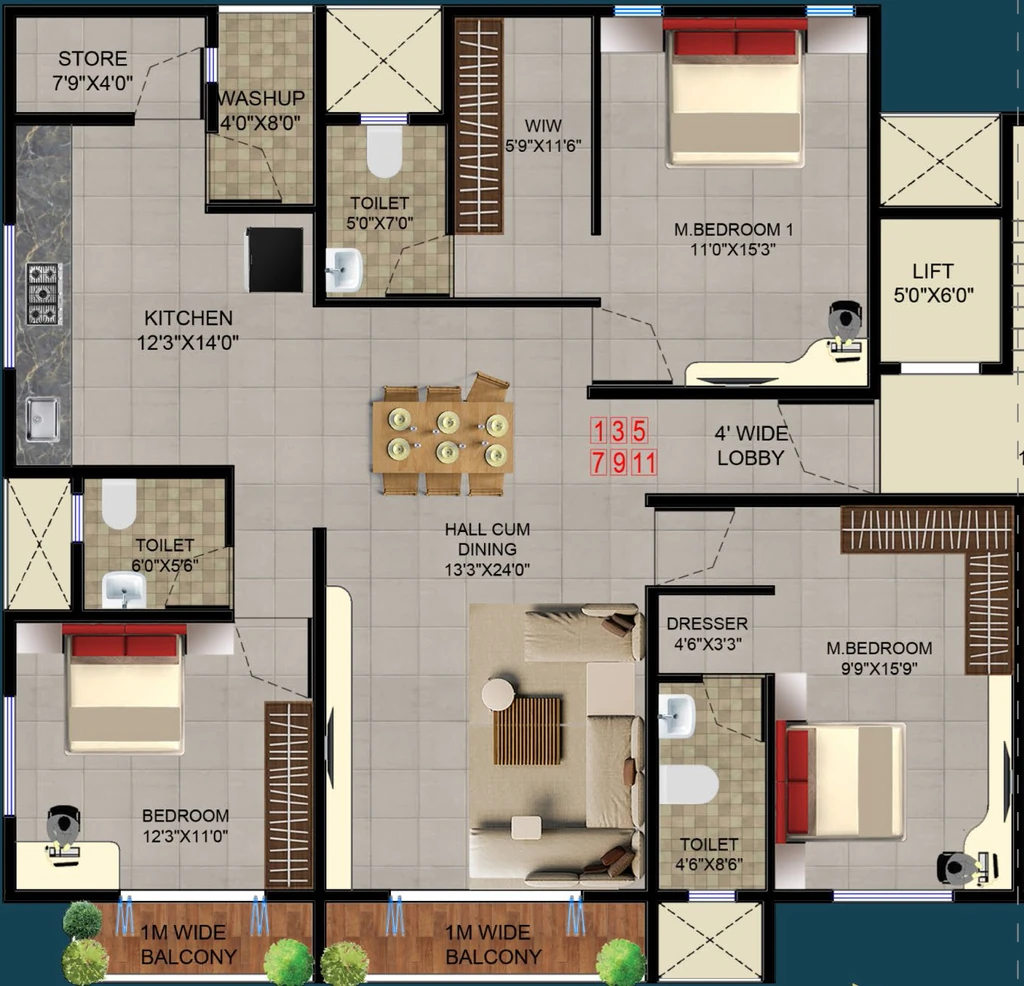 3 BHK Flat in Mannifest 24 Gems in Govind Nagar, Nashik - Image 930379