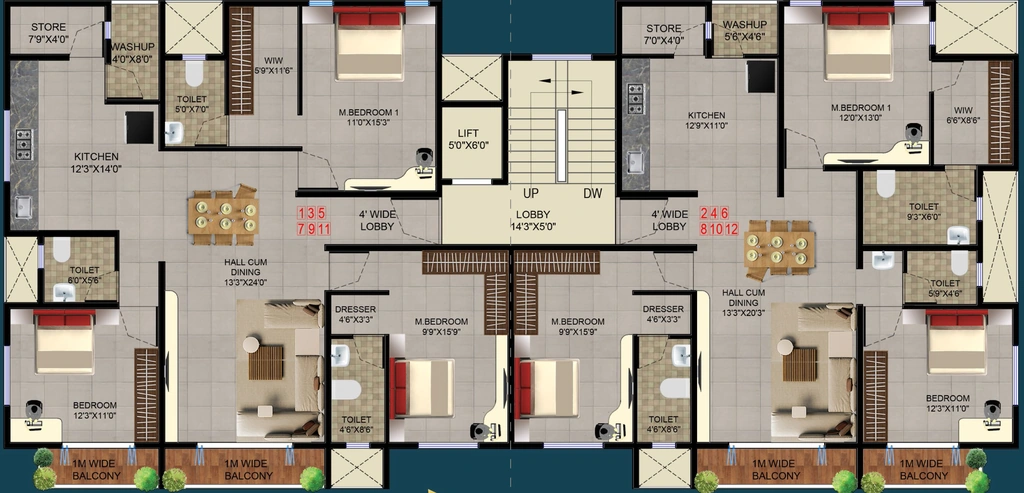 Floor Plan of Mannifest 24 Gems in Govind Nagar, Nashik - Image 433235