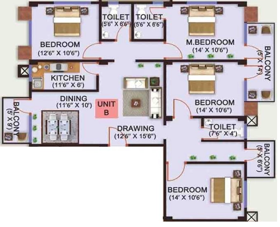 4 BHK Flat in Gajpati Leela Tower in Jayanagar, Guwahati - Image 930268