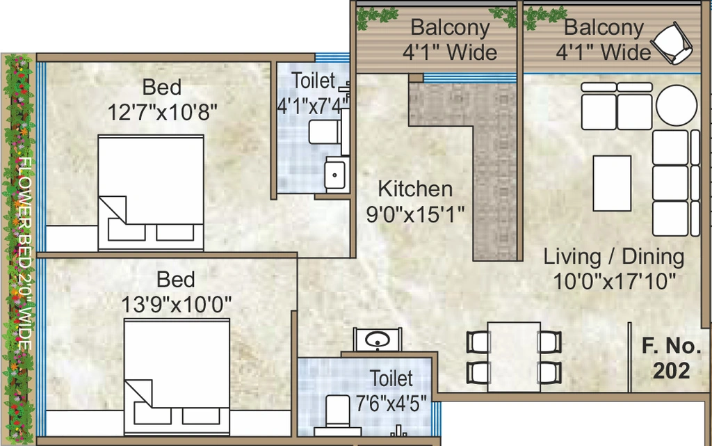 2 BHK Flat in Kaushalya Empire in Anandvalli, Nashik - Image 930360