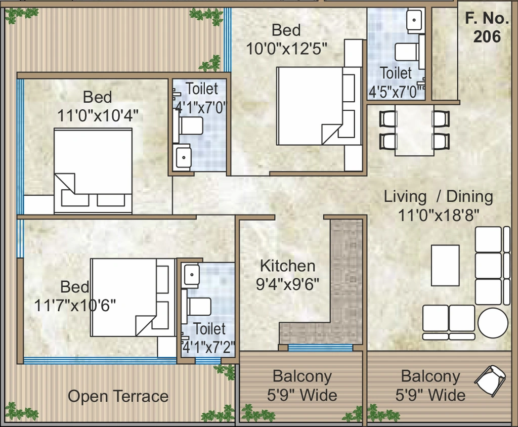 3 BHK Flat in Kaushalya Empire in Anandvalli, Nashik - Image 930361