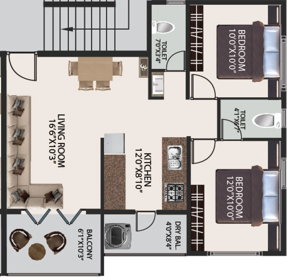 2 BHK Flat in Namo Narayan Nagar in Ayodhya Nagari, Nashik - Image 930351