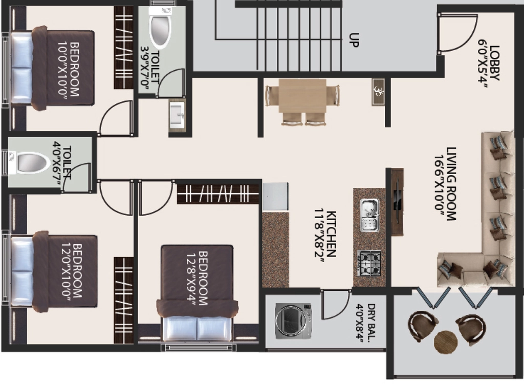 3 BHK Flat in Namo Narayan Nagar in Ayodhya Nagari, Nashik - Image 930353