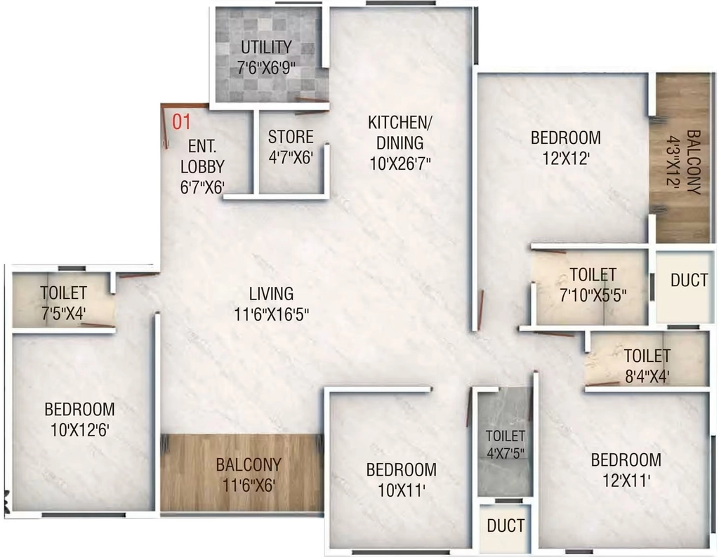 4 BHK Flat in Elica Rejoice in Govind Nagar, Nashik - Image 930375