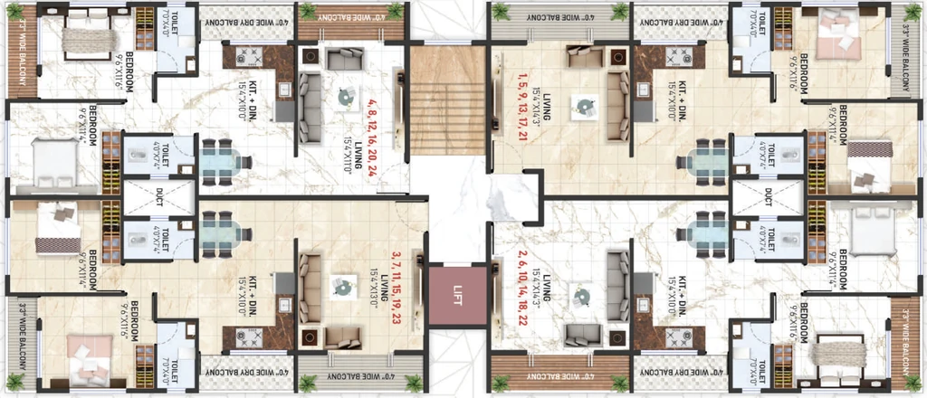 Floor Plan of Gangasagar Residency Apartment in Makhmalabad, Nashik - Image 433207