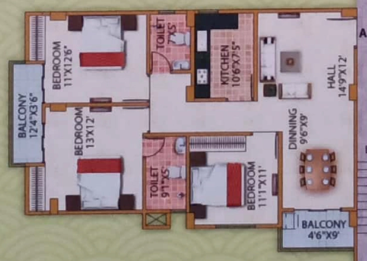 3 BHK Flat in Blu Bell Rengoni in Chandmari, Guwahati - Image 930283