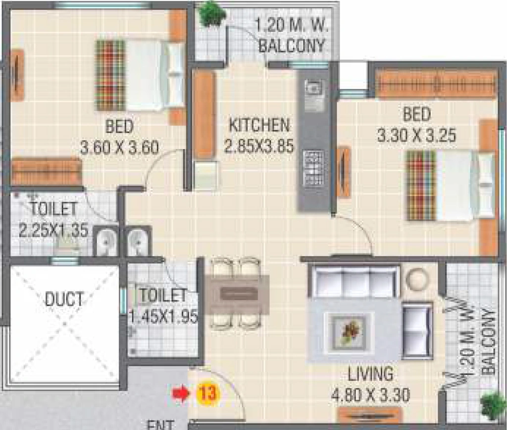 2 BHK Flat in Om Sai Shilp Residency Prasad in Dwarka, Nashik - Image 930344