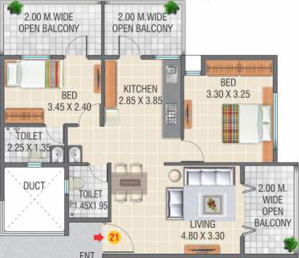 2 BHK Flat in Om Sai Shilp Residency Prasad in Dwarka, Nashik - Image 930345