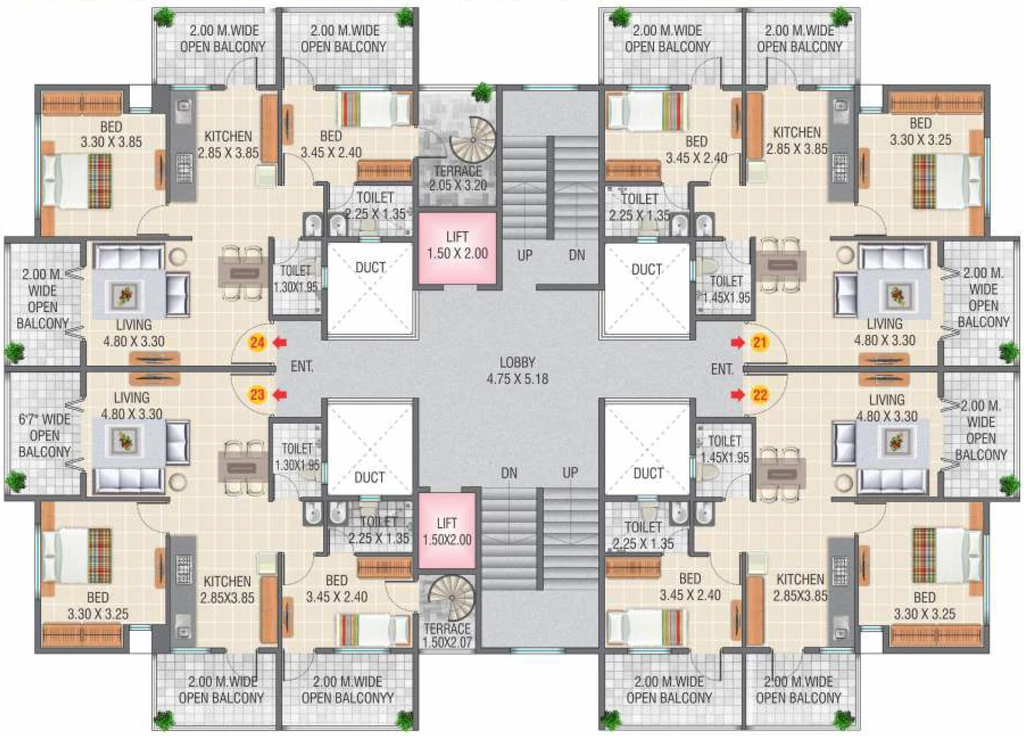 Floor Plan of Om Sai Shilp Residency Prasad in Dwarka, Nashik - Image 433158