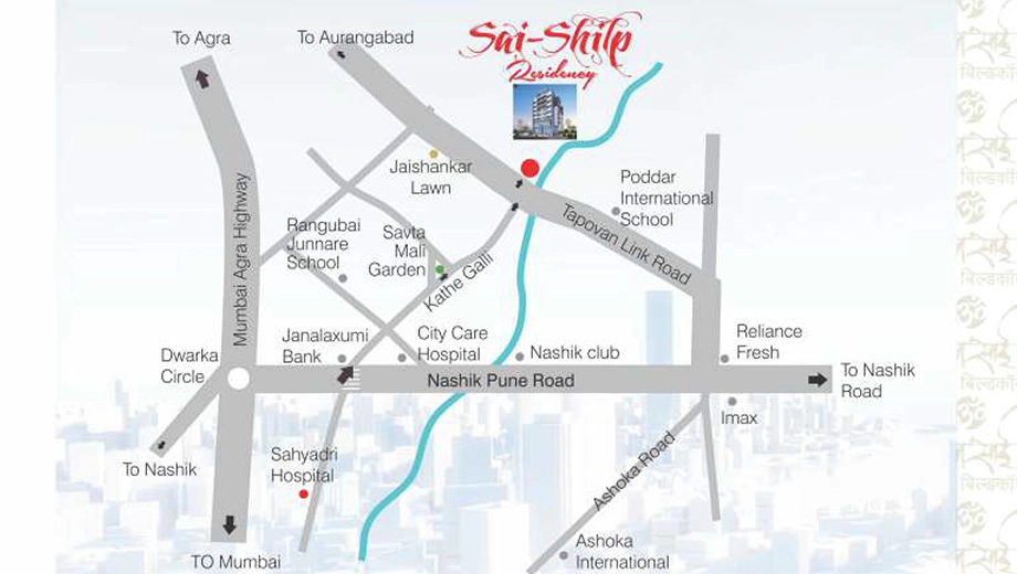 Location of Om Sai Shilp Residency Prasad in Dwarka, Nashik - Image 433157