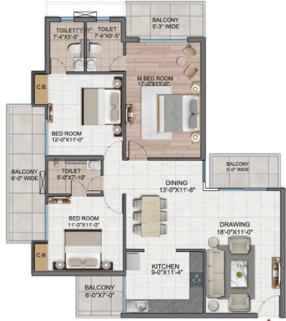 3 BHK Flat in Divyansh Orion Homes in NH 24, Ghaziabad - Image 930286