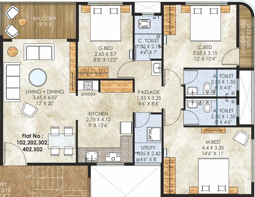 3 BHK Flat in SAN Orchid Residency in Govind Nagar, Nashik - Image 930335