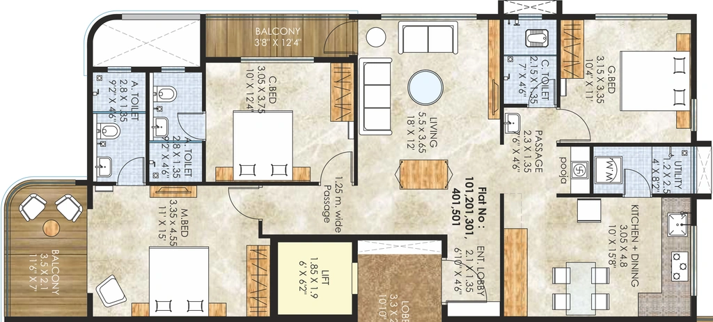 3 BHK Flat in SAN Orchid Residency in Govind Nagar, Nashik - Image 930336