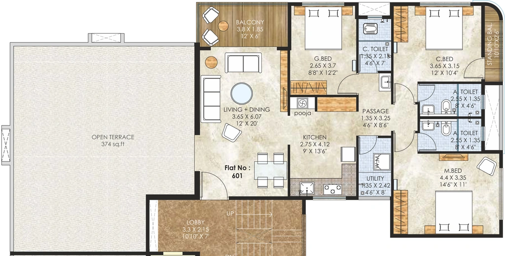 3 BHK Flat in SAN Orchid Residency in Govind Nagar, Nashik - Image 930337