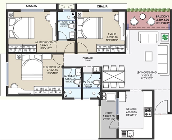 3 BHK Flat in Digvijay Riddhi Anandvan in Panchavati, Nashik - Image 930327