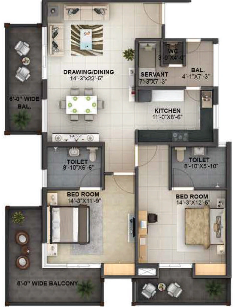 2 BHK Flat in Eden Seniors in Mussoorie Road, Dehradun - Image 930297
