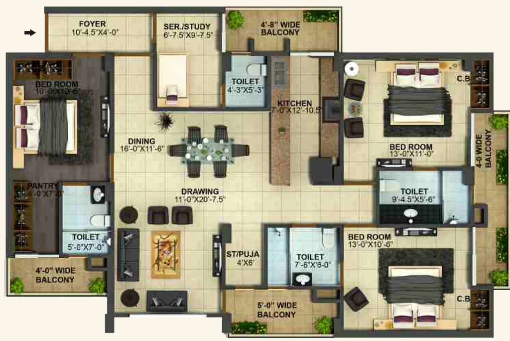 3 BHK Flat in Lamane Imperial Heights in Mussoorie Road, Dehradun - Image 930308