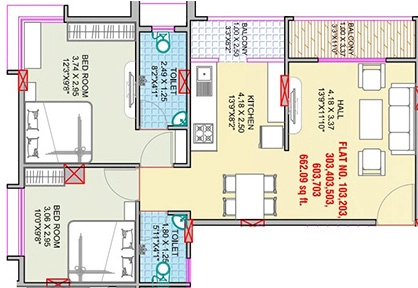 2 BHK Flat in GSP Shivsiddhi Heights in Panchavati, Nashik - Image 930314